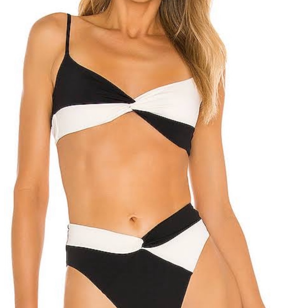 L*Space Color Block Ringo Bikini Top Black/Cream